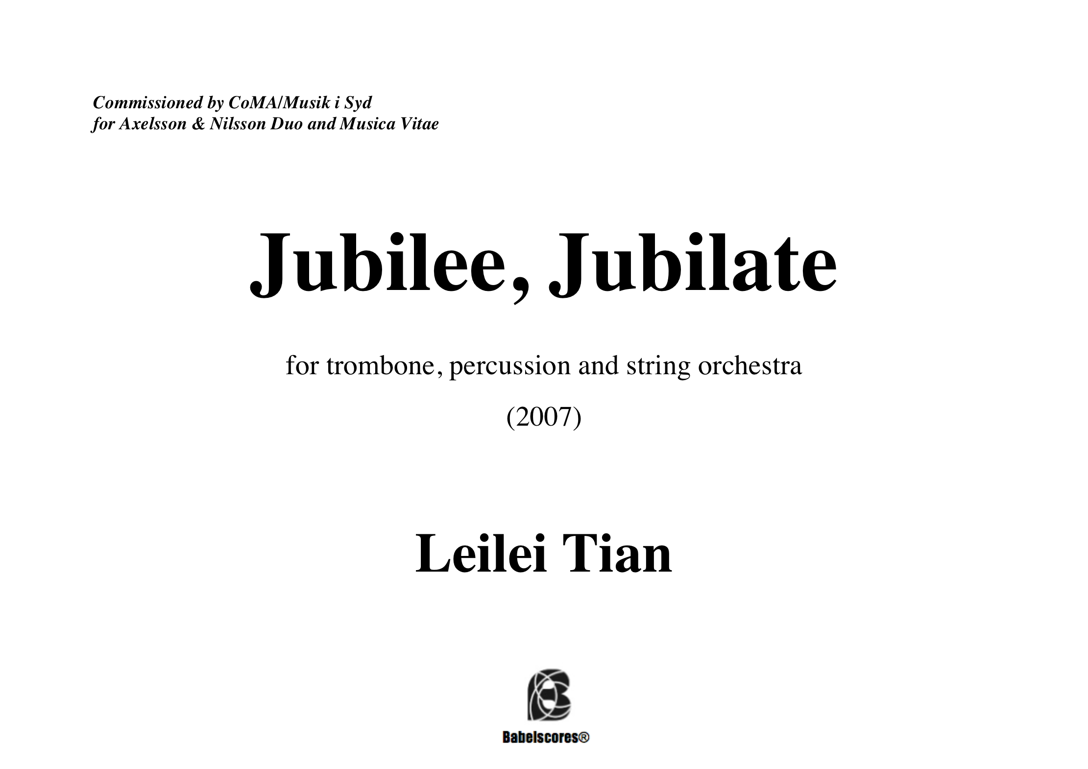 Jubilee Jubilate score